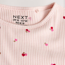 Load image into Gallery viewer, Pink Cherry Hearts Rib Long Sleeve T-Shirt (3mths-6yrs)