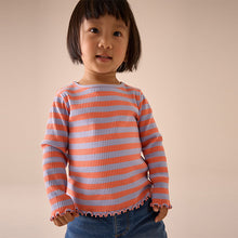 Load image into Gallery viewer, Orange/Purple Stripe Rib Long Sleeve T-Shirt (3mths-6yrs)