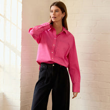 Load image into Gallery viewer, Fuchsia Pink Girlfriend Oversized Long Sleeve Shirt