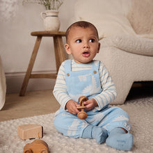 Load image into Gallery viewer, Blue Crocodile Jersey Baby Dungarees And Bodysuit Set