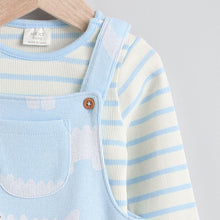 Load image into Gallery viewer, Blue Crocodile Jersey Baby Dungarees And Bodysuit Set