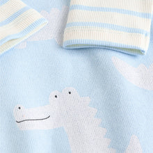 Load image into Gallery viewer, Blue Crocodile Jersey Baby Dungarees And Bodysuit Set