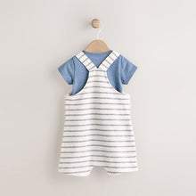 Load image into Gallery viewer, Blue Nautical Jersey 100% Cotton Dungaree and Bodysuit Baby Set (0mths-18mth)
