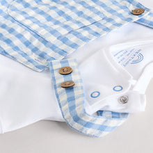 Load image into Gallery viewer, Blue Check Woven Dungaree and Bodysuit Set (0mths-18mth)