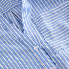 Load image into Gallery viewer, Blue Stripe Soft Relaxed Long Sleeve V Neck Shirt