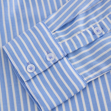 Load image into Gallery viewer, Blue Stripe Soft Relaxed Long Sleeve V Neck Shirt