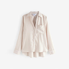 Load image into Gallery viewer, Neutral Stripe Soft Relaxed Long Sleeve V Neck Shirt