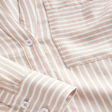 Load image into Gallery viewer, Neutral Stripe Soft Relaxed Long Sleeve V Neck Shirt