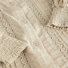 Load image into Gallery viewer, Ecru Long Sleeve Ladder Insert 100% Cotton Blouse