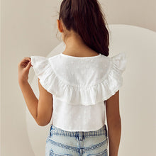 Load image into Gallery viewer, White 100% Cotton Tie Front Blouse (3-12yrs)