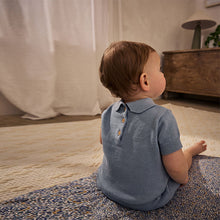 Load image into Gallery viewer, Blue Knitted Top and Short Baby Set (0mths-18mth)