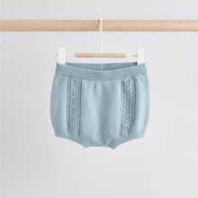 Load image into Gallery viewer, Blue Knitted Top and Short Baby Set (0mths-18mth)