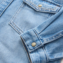 Load image into Gallery viewer, Blue Embroidered Denim Shirt Dress (3-12yrs)