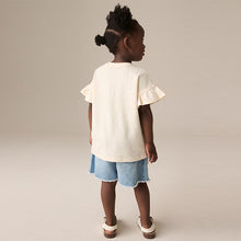 Load image into Gallery viewer, Cream Short Sleeve Butterfly Appliqué 100% Cotton T-Shirt (3mths-6yrs)