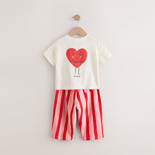 Load image into Gallery viewer, Red Heart Short Sleeve 100% Cotton T-Shirt and Wide Trousers Set (6mths-6yrs)