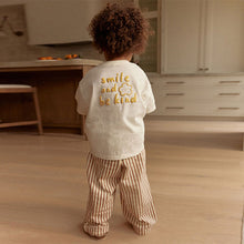 Load image into Gallery viewer, Cream Flower Short Sleeve 100% Cotton T-Shirt and Wide Trousers Set (3mths-6yrs)