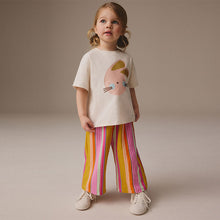 Load image into Gallery viewer, Rainbow Bunny Short Sleeve 100% Cotton T-Shirt and Wide Trousers Set (3mths-6yrs)