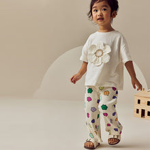 Load image into Gallery viewer, Rainbow Flower Ribbed Wide Leg Trousers Leggings (3mths-6yrs)