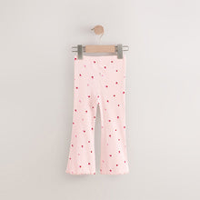 Load image into Gallery viewer, Pink Cherry Hearts Rib Flare Leggings (3mths-6yrs)