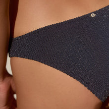 Load image into Gallery viewer, Navy Metallic Sparkle Brazilian High Leg Bikini Bottoms