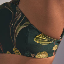 Load image into Gallery viewer, Dark Green Floral Wired Bandeau Bikini Top