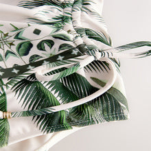 Load image into Gallery viewer, Ecru Palm Ruched Side Tummy Shaping Control Swimsuit