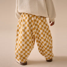 Load image into Gallery viewer, Yellow Checkerboard Textured Barrel Leg Trousers (3mths-6yrs)