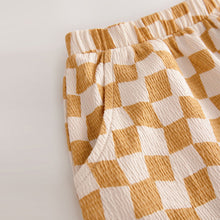 Load image into Gallery viewer, Yellow Checkerboard Textured Barrel Leg Trousers (3mths-6yrs)