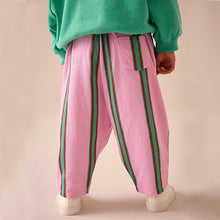 Load image into Gallery viewer, Pink/Green Stripe Textured Barrel Leg Trousers (3mths-6yrs)