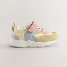 Load image into Gallery viewer, Multi Pastel Standard Fit (F) Elastic Lace Touch Fasten Trainers