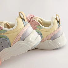 Load image into Gallery viewer, Multi Pastel Standard Fit (F) Elastic Lace Touch Fasten Trainers