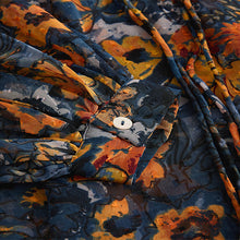 Load image into Gallery viewer, Navy Blue Print Sheer Tie Neck Long Sleeve Blouse