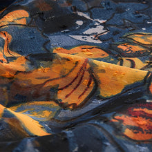 Load image into Gallery viewer, Navy Blue Print Sheer Tie Neck Long Sleeve Blouse