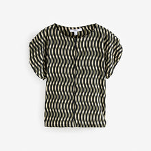 Load image into Gallery viewer, Green Geo Print Flutter Sleeve Textured Smart Top