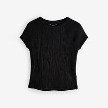 Load image into Gallery viewer, Black Raglan Short Sleeve Textured Top