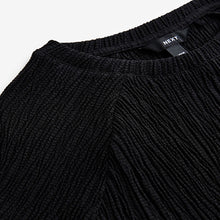 Load image into Gallery viewer, Black Raglan Short Sleeve Textured Top