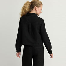 Load image into Gallery viewer, Black Boucle Button Up Shacket