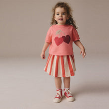 Load image into Gallery viewer, Cherry Pink Short Sleeve Skirt Set (3mths-6yrs)