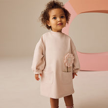 Load image into Gallery viewer, Oatmeal Floral Character Long Sleeve Sweat Dress (3mths-6yrs)