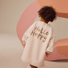 Load image into Gallery viewer, Oatmeal Floral Character Long Sleeve Sweat Dress (3mths-6yrs)