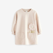 Load image into Gallery viewer, Oatmeal Floral Character Long Sleeve Sweat Dress (3mths-6yrs)