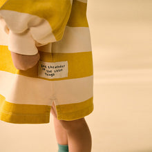 Load image into Gallery viewer, Ochre / Cream Long Sleeve Hooded Sweat Dress (3mths-6yrs)