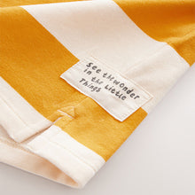 Load image into Gallery viewer, Ochre / Cream Long Sleeve Hooded Sweat Dress (3mths-6yrs)