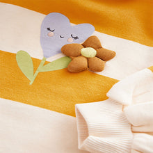 Load image into Gallery viewer, Ochre / Cream Long Sleeve Hooded Sweat Dress (3mths-6yrs)