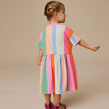 Load image into Gallery viewer, Rainbow Stripe Short Sleeve Summer Dress (3mths-6yrs)