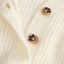 Load image into Gallery viewer, White Ecru Contrast Stitch Button Up V-Neck Cardigan