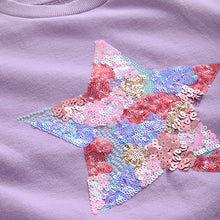 Load image into Gallery viewer, Lilac Purple Sequin Star Jumper Dress (3-10yrs)
