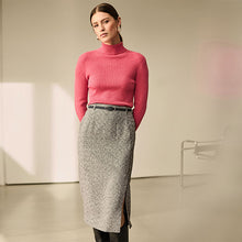 Load image into Gallery viewer, Black/White Boucle Mono Textured Pencil Skirt