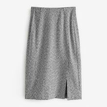 Load image into Gallery viewer, Black/White Boucle Mono Textured Pencil Skirt