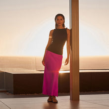 Load image into Gallery viewer, Pink Satin Midi Skirt